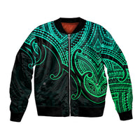 Custom Aotearoa Polynesian Bomber Jacket with Maori Koru Green LT9 - Wonder Print Shop