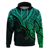 Custom Aotearoa Polynesian Hoodie with Maori Koru Green - Wonder Print Shop