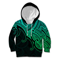 Custom Aotearoa Polynesian Kid Hoodie with Maori Koru Green - Wonder Print Shop