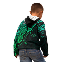 Custom Aotearoa Polynesian Kid Hoodie with Maori Koru Green - Wonder Print Shop