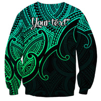 Custom Aotearoa Polynesian Sweatshirt with Maori Koru Green - Wonder Print Shop