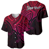 Custom Aotearoa Polynesian Baseball Jersey with Maori Koru Pink LT9 - Wonder Print Shop
