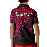Custom Aotearoa Polynesian Kid Polo Shirt with Maori Koru Pink - Wonder Print Shop