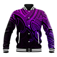 Custom Aotearoa Polynesian Baseball Jacket with Maori Koru Purple LT9 - Wonder Print Shop