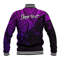 Custom Aotearoa Polynesian Baseball Jacket with Maori Koru Purple LT9 - Wonder Print Shop