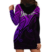 Custom Aotearoa Polynesian Hoodie Dress with Maori Koru Purple - Wonder Print Shop