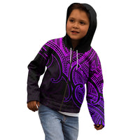 Custom Aotearoa Polynesian Kid Hoodie with Maori Koru Purple - Wonder Print Shop