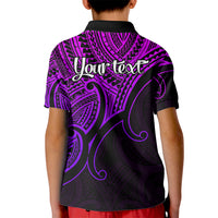 Custom Aotearoa Polynesian Kid Polo Shirt with Maori Koru Purple - Wonder Print Shop