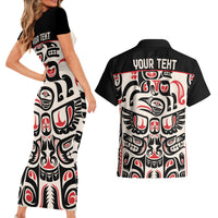Personalized Canada Indigenous Haida Art Couples Matching Short Sleeve Bodycon Dress and Hawaiian Shirt LT9 - Wonder Print Shop