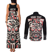 Personalized Canada Indigenous Haida Art Couples Matching Tank Maxi Dress and Long Sleeve Button Shirt LT9 - Wonder Print Shop