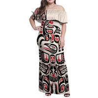 Personalized Canada Indigenous Haida Art Family Matching Off Shoulder Maxi Dress and Hawaiian Shirt LT9 - Wonder Print Shop