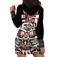 Personalized Canada Indigenous Haida Art Hoodie Dress - Wonder Print Shop