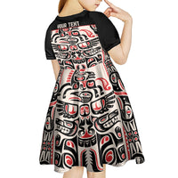 Personalized Canada Indigenous Haida Art Kid Short Sleeve Dress - Wonder Print Shop