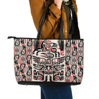 Personalized Canada Indigenous Haida Art Leather Tote Bag - Wonder Print Shop