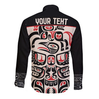 Personalized Canada Indigenous Haida Art Long Sleeve Button Shirt - Wonder Print Shop