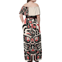 Personalized Canada Indigenous Haida Art Off Shoulder Maxi Dress - Wonder Print Shop