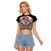 Personalized Canada Indigenous Haida Art Raglan Cropped T Shirt - Wonder Print Shop