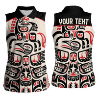 Personalized Canada Indigenous Haida Art Women Sleeveless Polo Shirt - Wonder Print Shop