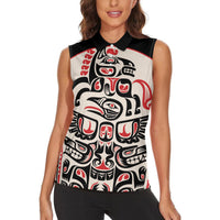 Personalized Canada Indigenous Haida Art Women Sleeveless Polo Shirt - Wonder Print Shop