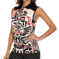 Personalized Canada Indigenous Haida Art Women Sleeveless Polo Shirt - Wonder Print Shop