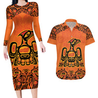 Personalized Every Child Matter Couples Matching Long Sleeve Bodycon Dress and Hawaiian Shirt Canadian Native Indigenous Haida LT9 - Wonder Print Shop