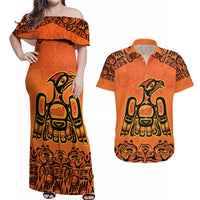 Personalized Every Child Matter Couples Matching Off Shoulder Maxi Dress and Hawaiian Shirt Canadian Native Indigenous Haida LT9 - Wonder Print Shop