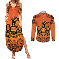 Personalized Every Child Matter Couples Matching Summer Maxi Dress and Long Sleeve Button Shirt Canadian Native Indigenous Haida LT9 - Wonder Print Shop