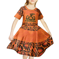 Personalized Every Child Matter Kid Short Sleeve Dress Canadian Native Indigenous Haida - Wonder Print Shop