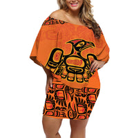 Personalized Every Child Matter Off Shoulder Short Dress Canadian Native Indigenous Haida - Wonder Print Shop
