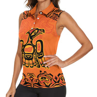 Personalized Every Child Matter Women Sleeveless Polo Shirt Canadian Native Indigenous Haida - Wonder Print Shop