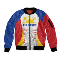 Philippines Flag Day Sleeve Zip Bomber Jacket Filipino Feather Pattern