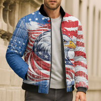 United States Flag Day Bomber Puffer Jacket Proud To Honor The Stars And Stripes