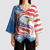 United States Flag Day Kimono Sleeve Blouse Proud To Honor The Stars And Stripes