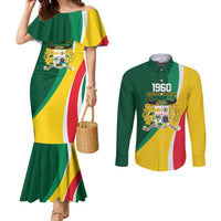 Benin Independence Day Personalized Couples Matching Mermaid Dress and Long Sleeve Button Shirt Since 1960 Fraternite Justice Travail - Wonder Print Shop