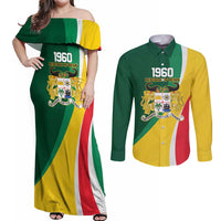 Benin Independence Day Personalized Couples Matching Off Shoulder Maxi Dress and Long Sleeve Button Shirt Since 1960 Fraternite Justice Travail - Wonder Print Shop