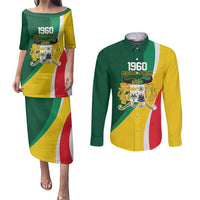 Benin Independence Day Personalized Couples Matching Puletasi and Long Sleeve Button Shirt Since 1960 Fraternite Justice Travail - Wonder Print Shop