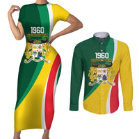 Benin Independence Day Personalized Couples Matching Short Sleeve Bodycon Dress and Long Sleeve Button Shirt Since 1960 Fraternite Justice Travail - Wonder Print Shop