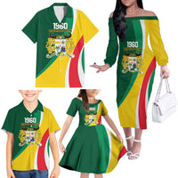 Benin Independence Day Personalized Family Matching Off The Shoulder Long Sleeve Dress and Hawaiian Shirt Since 1960 Fraternite Justice Travail - Wonder Print Shop