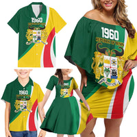 Benin Independence Day Personalized Family Matching Off Shoulder Short Dress and Hawaiian Shirt Since 1960 Fraternite Justice Travail - Wonder Print Shop