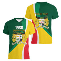 Benin Independence Day Personalized Women V-Neck T-Shirt Since 1960 Fraternite Justice Travail - Wonder Print Shop