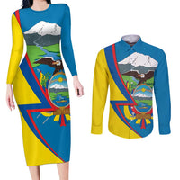 Ecuador Independence Day Personalized Couples Matching Long Sleeve Bodycon Dress and Long Sleeve Button Shirt Pro Deo Patria et Libertate - Wonder Print Shop