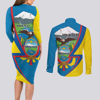 Ecuador Independence Day Personalized Couples Matching Long Sleeve Bodycon Dress and Long Sleeve Button Shirt Pro Deo Patria et Libertate - Wonder Print Shop