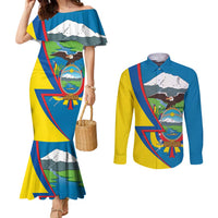 Ecuador Independence Day Personalized Couples Matching Mermaid Dress and Long Sleeve Button Shirt Pro Deo Patria et Libertate - Wonder Print Shop