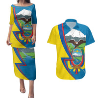 Ecuador Independence Day Personalized Couples Matching Puletasi and Hawaiian Shirt Pro Deo Patria et Libertate - Wonder Print Shop