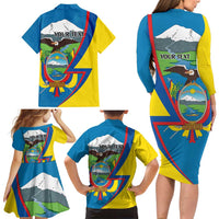 Ecuador Independence Day Personalized Family Matching Long Sleeve Bodycon Dress and Hawaiian Shirt Pro Deo Patria et Libertate - Wonder Print Shop