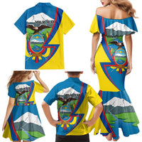 Ecuador Independence Day Personalized Family Matching Mermaid Dress and Hawaiian Shirt Pro Deo Patria et Libertate - Wonder Print Shop