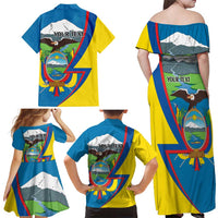 Ecuador Independence Day Personalized Family Matching Off Shoulder Maxi Dress and Hawaiian Shirt Pro Deo Patria et Libertate - Wonder Print Shop