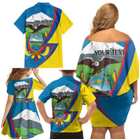 Ecuador Independence Day Personalized Family Matching Off Shoulder Short Dress and Hawaiian Shirt Pro Deo Patria et Libertate - Wonder Print Shop