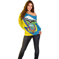 Ecuador Independence Day Personalized Off Shoulder Sweater Pro Deo Patria et Libertate - Wonder Print Shop