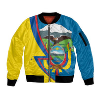 Ecuador Independence Day Personalized Sleeve Zip Bomber Jacket Pro Deo Patria et Libertate - Wonder Print Shop